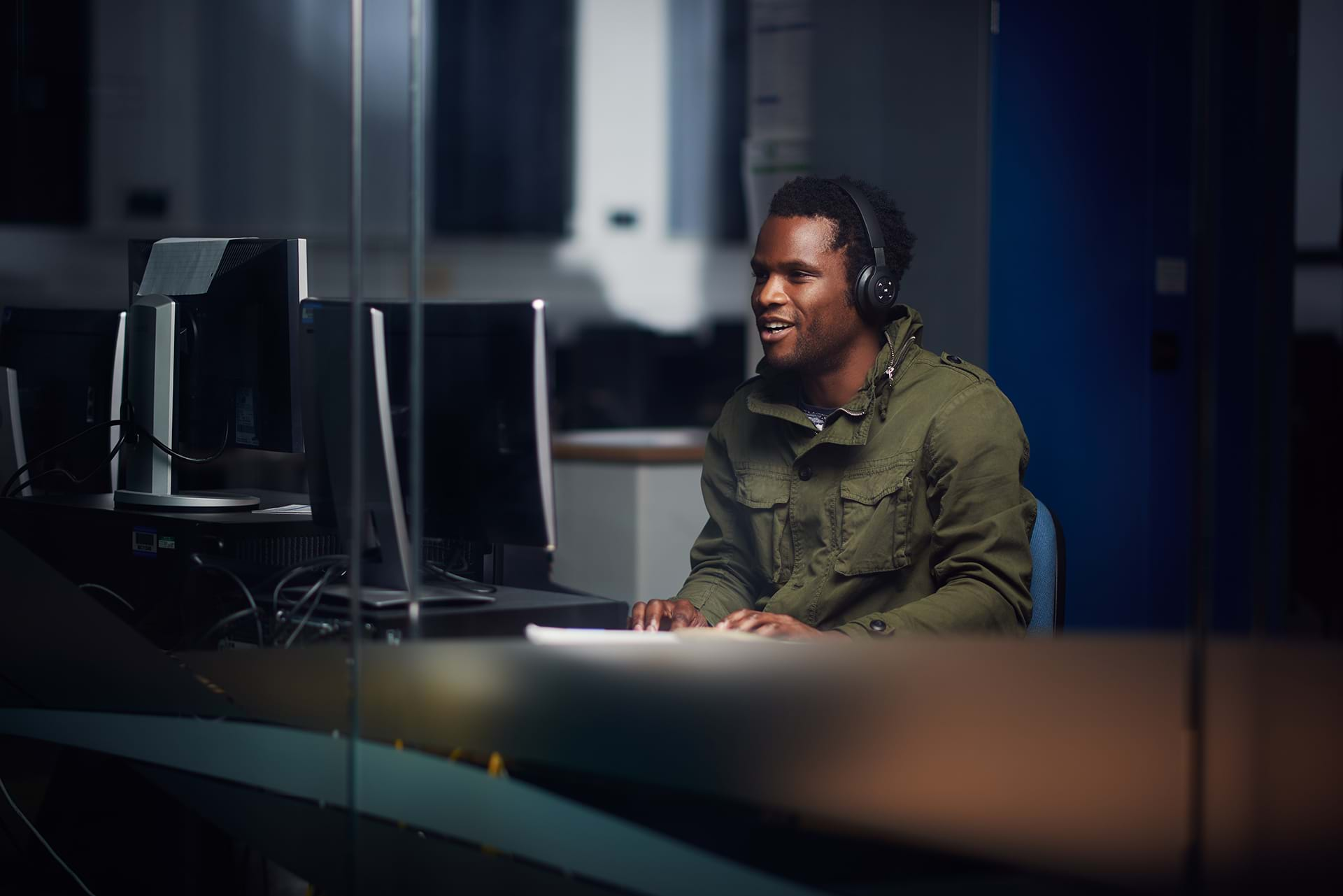 A student working on a computer